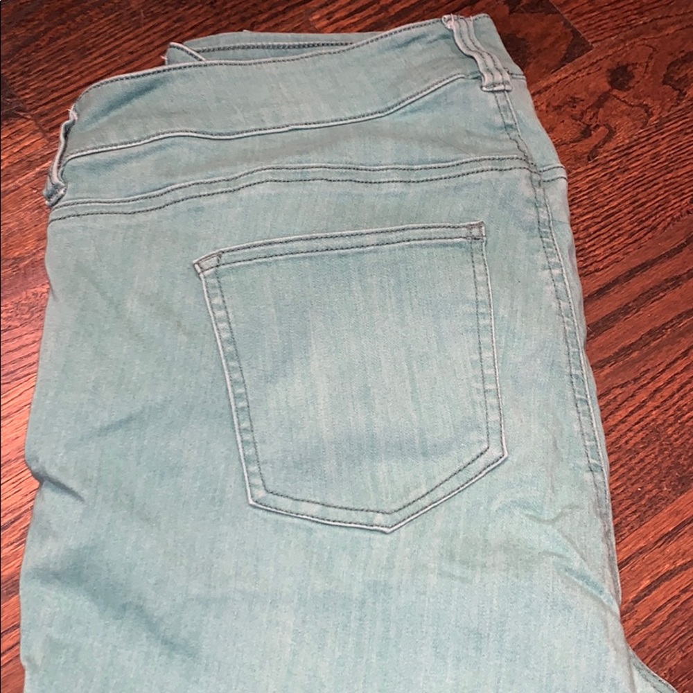 Sea foam green skinny jeans